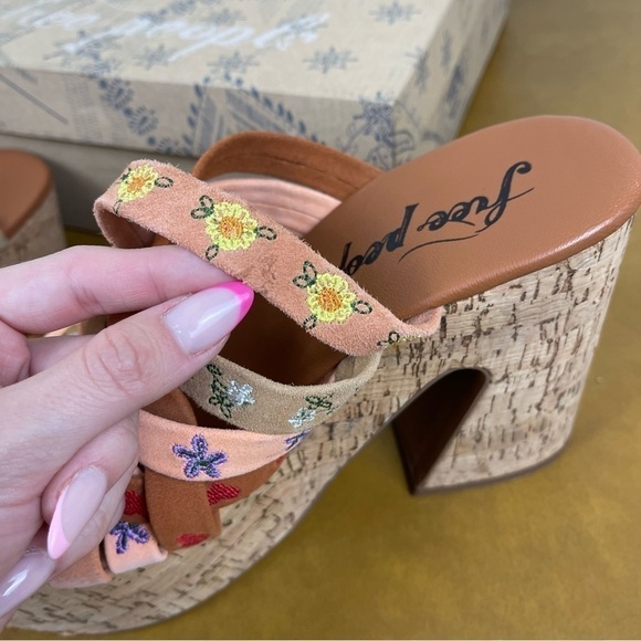 Free People Lisbon Platform Sandbar Multi Leather Suede Mule Size EU 38.5 Women - Picture 14 of 16